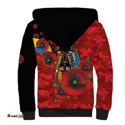 Gold Suns ANZAC Personalised Sherpa Hoodie Lest We Forget Poppy Camo LT9