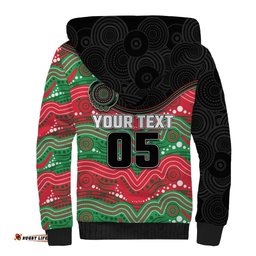 Custom Rabbitohs Sherpa Hoodie Rabbit Mascot With Aboriginal Indigenous DT05