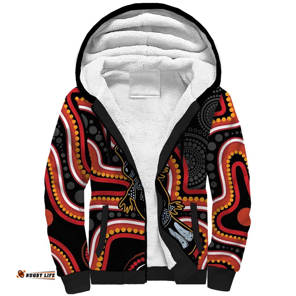 Indigenous Platypus Australia Sherpa Hoodie Australian Aboriginal Art Proud LT14
