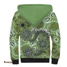 Personalised NAIDOC Week 50 Years Deadly Always Sherpa Hoodie Green Aboriginal Artwork Dot Painting LT9