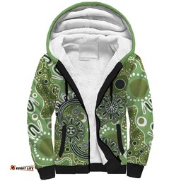 Personalised NAIDOC Week 50 Years Deadly Always Sherpa Hoodie Green Aboriginal Artwork Dot Painting LT9