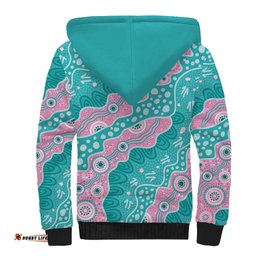 Hereditary Cancer Awareness Australia Indigenous Sherpa Hoodie Pink and Teal LT7