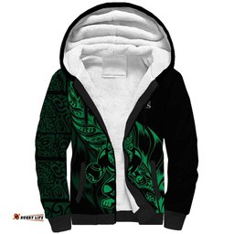 New Zealand Lawn Bowls Custom Sherpa Hoodie Green Maori Warrior Tribal Silver Fern LT9