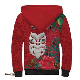 Maori Wheku Meri Kirihimete Personalised Sherpa Hoodie All Red Indigenous Maori Motif LT9