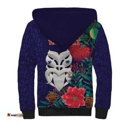 Maori Wheku Meri Kirihimete Personalised Sherpa Hoodie All Blue Indigenous Maori Motif LT9