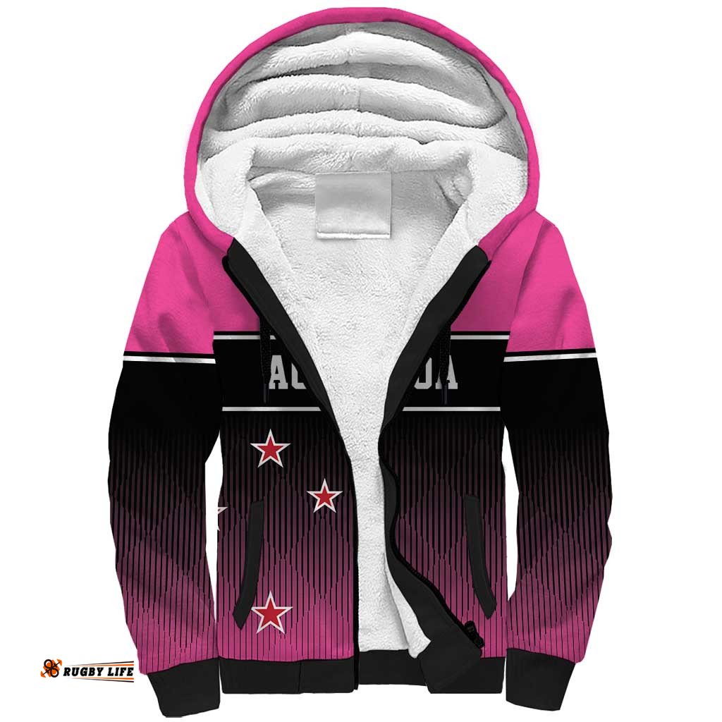 Custom New Zealand Women Cricket Sherpa Hoodie Pink Simple Style LT05
