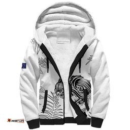 Custom New Zealand Kiwi Football Sherpa Hoodie Aotearoa Silver Fern LT14