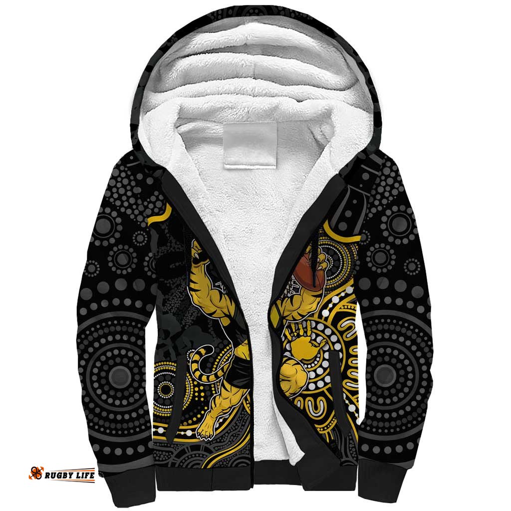 Custom Richmond Football Sherpa Hoodie Aboriginal Dot Art Pattern DT05