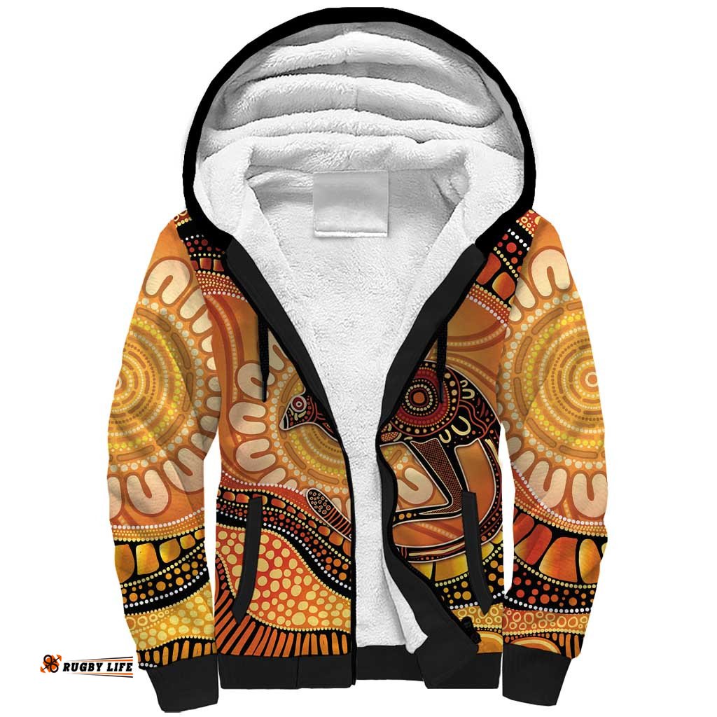 Indigenous Kangaroo Australia Sherpa Hoodie Australian Aboriginal Art Proud LT14