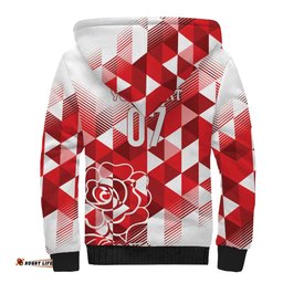 England Rugby Custom Sherpa Hoodie Crystalised Red Rose LT7