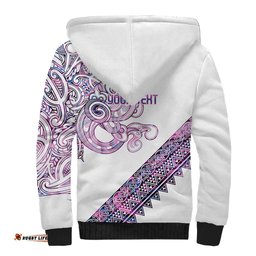 Mawhero Paua shell Kowhaiwhai Taniko Personalised Sherpa Hoodie Taniwha Maori Tribal Style LT9