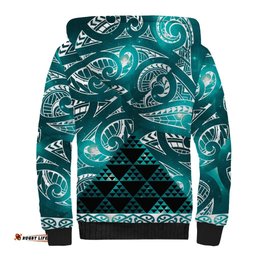Matariki New Zealand Sherpa Hoodie NZ Niho Taniwha Maori New Year Cyan Galaxy LT14