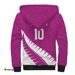 Custom New Zealand Cricket Sherpa Hoodie Kiwi Birds Haka Dance Pink Fern Sporty Style LT03