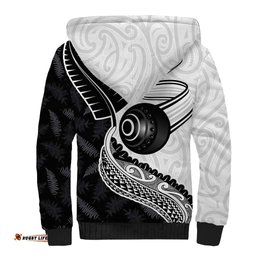 Personalised Aotearoa Lawn Bowls Sherpa Hoodie Maori and Silver Fern Half Style LT03