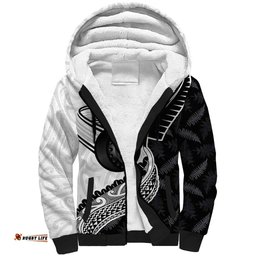 Personalised Aotearoa Lawn Bowls Sherpa Hoodie Maori and Silver Fern Half Style LT03