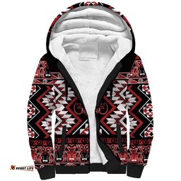 Personalised Aotearoa Waitangi Sherpa Hoodie Taniko Motifs - Mania Gecko LT7