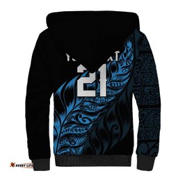 New Zealand Lawn Bowls Custom Sherpa Hoodie Blue Maori Warrior Tribal Silver Fern LT9