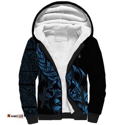 New Zealand Lawn Bowls Custom Sherpa Hoodie Blue Maori Warrior Tribal Silver Fern LT9