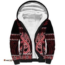 Kia Ora New Zealand Sherpa Hoodie Maori Language Week Whero Taniko Motif LT14