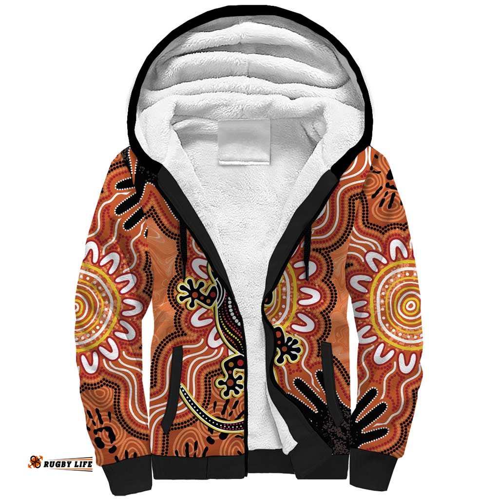 Personalised Australia Lizard NAIDOC Week 2026 Sherpa Hoodie 50 Years of Deadly Aboriginal Art LT14