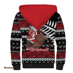 New Zealand Kiwi Santa Christmas Sherpa Hoodie He Wairua Kirihimete LT9