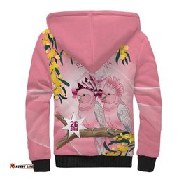 Personalised Galah Australia Day Sherpa Hoodie 26th January Golden Wattle Pink Color LT14