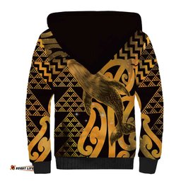 Humpback Whale Matariki New Zealand Sherpa Hoodie NZ Maori Paikea Poutama Luxury Gold LT14