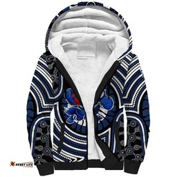 Geelong Cats Sherpa Hoodie Indigenous Monochrome Dot Art Mascot Style TS04