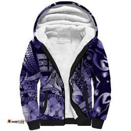 Personalised Maori Romantic Valentine Sherpa Hoodie The Hongi Kiss Purple Galaxy DT05