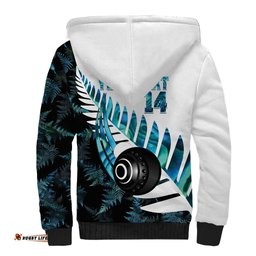 New Zealand Lawn Bowls Custom Sherpa Hoodie Aotearoa Silver Fern Paua Shell LT14