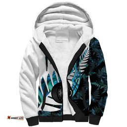 New Zealand Lawn Bowls Custom Sherpa Hoodie Aotearoa Silver Fern Paua Shell LT14
