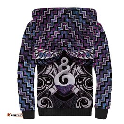 New Zealand Maori Sherpa Hoodie Poutama Pikorua Purple Paua Shell LT05