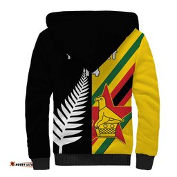 Custom New Zealand and Zimbabwe Sherpa Hoodie NZ Fern Zim Flag Half Style LT14