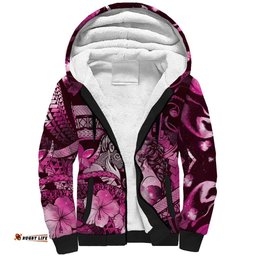 Personalised Maori Romantic Valentine Sherpa Hoodie The Hongi Kiss Pink Galaxy DT05