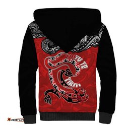 Personalised Aotearoa Toitu Te Tiriti Sherpa Hoodie Taniwha Tribal Motifs LT03