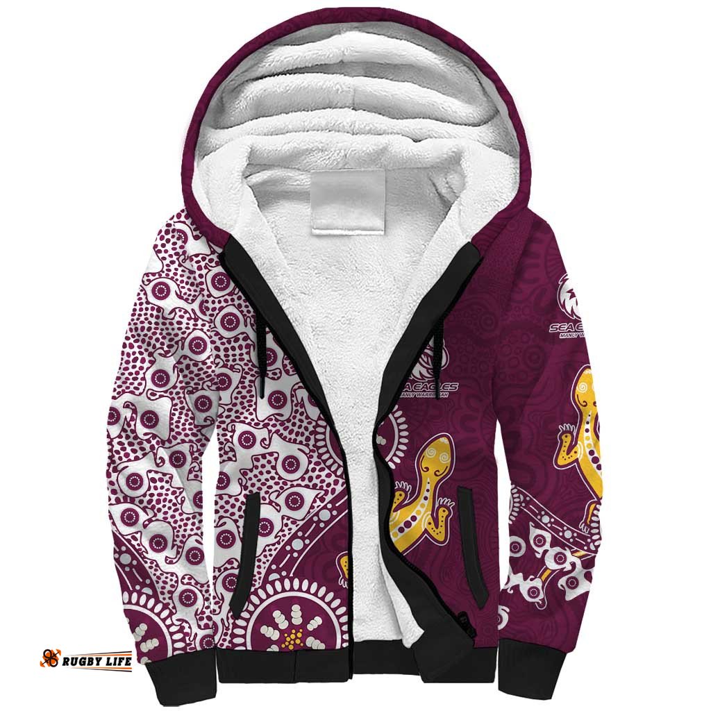 Manly Warringah Sea Eagles NAIDOC Week 2026 Sherpa Hoodie Aboriginal Lizard Dot Painting - 50 Years of Deadly TS04