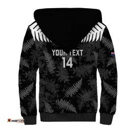 Custom New Zealand Silver Fern Football Sherpa Hoodie Go Aotearoa Grunge Black LT14
