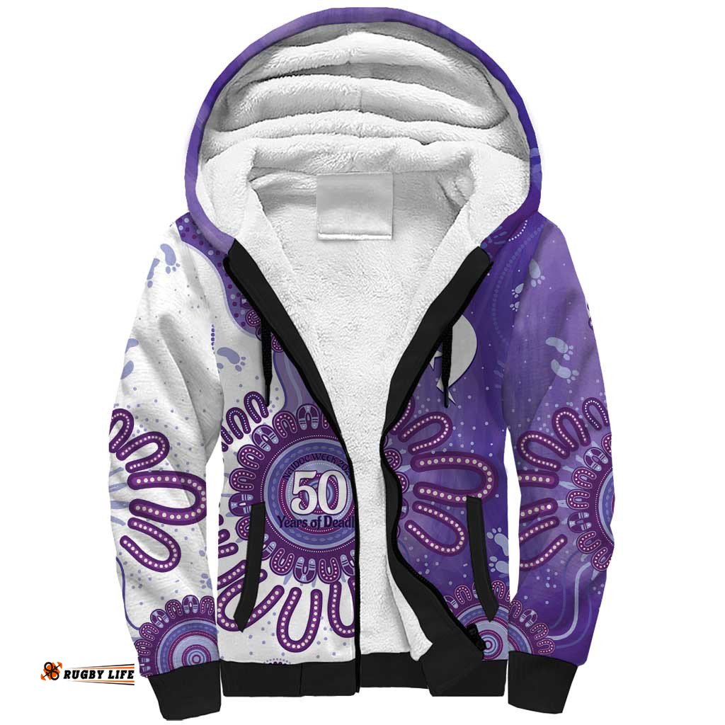 NAIDOC Week 2026 Sherpa Hoodie 50 Years Deadly Dhari Purple Aboriginal Art LT14