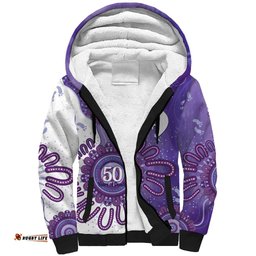 NAIDOC Week 2026 Sherpa Hoodie 50 Years Deadly Dhari Purple Aboriginal Art LT14