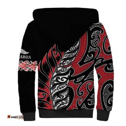 Koru Fern New Zealand Sherpa Hoodie Maori Tribal Pattern LT9