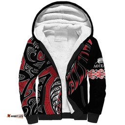 Koru Fern New Zealand Sherpa Hoodie Maori Tribal Pattern LT9