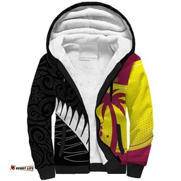 New Zealand and West Indies Cricket Custom Sherpa Hoodie Black Cap Windies Together LT14
