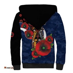 Geelong Cats ANZAC Personalised Sherpa Hoodie Lest We Forget Poppy Camo LT9