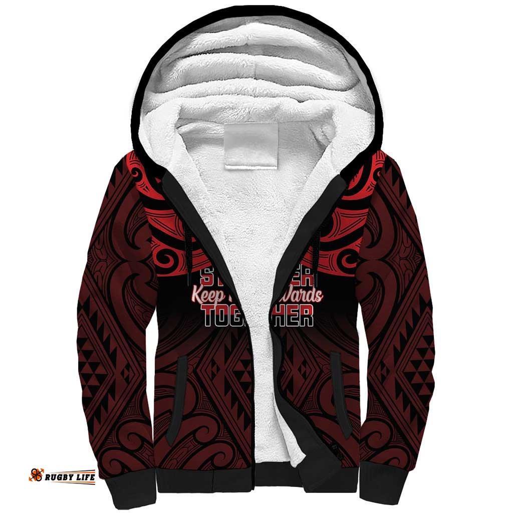 Personalised Keep Maori Wards New Zealand Sherpa Hoodie Stronger Together Aotearoa Taniko LT14