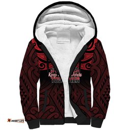 Personalised Keep Maori Wards New Zealand Sherpa Hoodie Stronger Together Aotearoa Taniko LT14