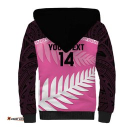 Custom New Zealand Aotearoa Cricket Sherpa Hoodie Go White Silver Fern LT14