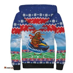New Zealand Christmas Sherpa Hoodie Funny Jet Ride Kiwi Xmas LT05