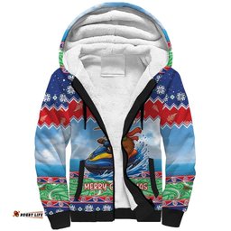 New Zealand Christmas Sherpa Hoodie Funny Jet Ride Kiwi Xmas LT05
