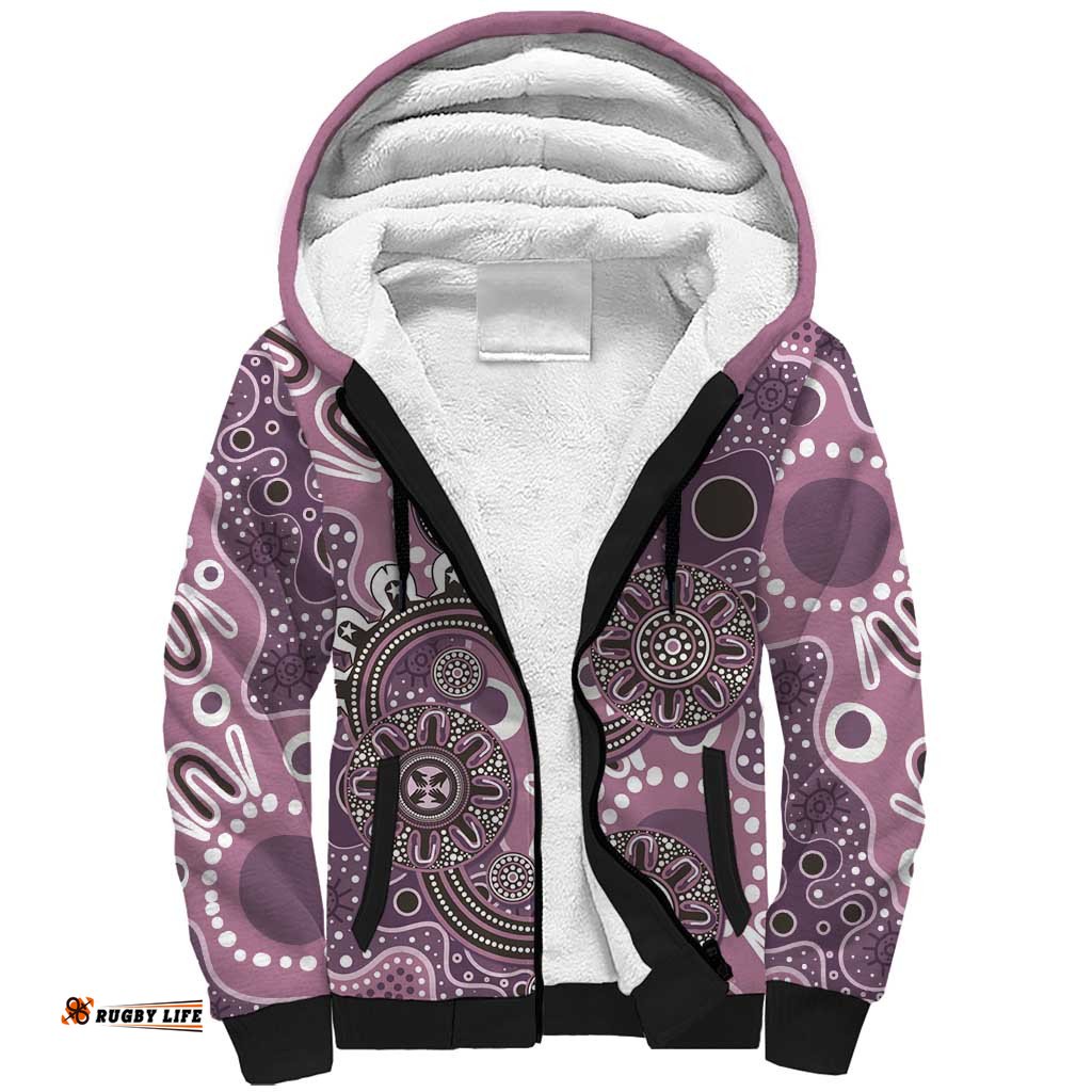 Personalised NAIDOC Week 50 Years Deadly Always Sherpa Hoodie Pink Aboriginal Artwork Dot Painting LT9