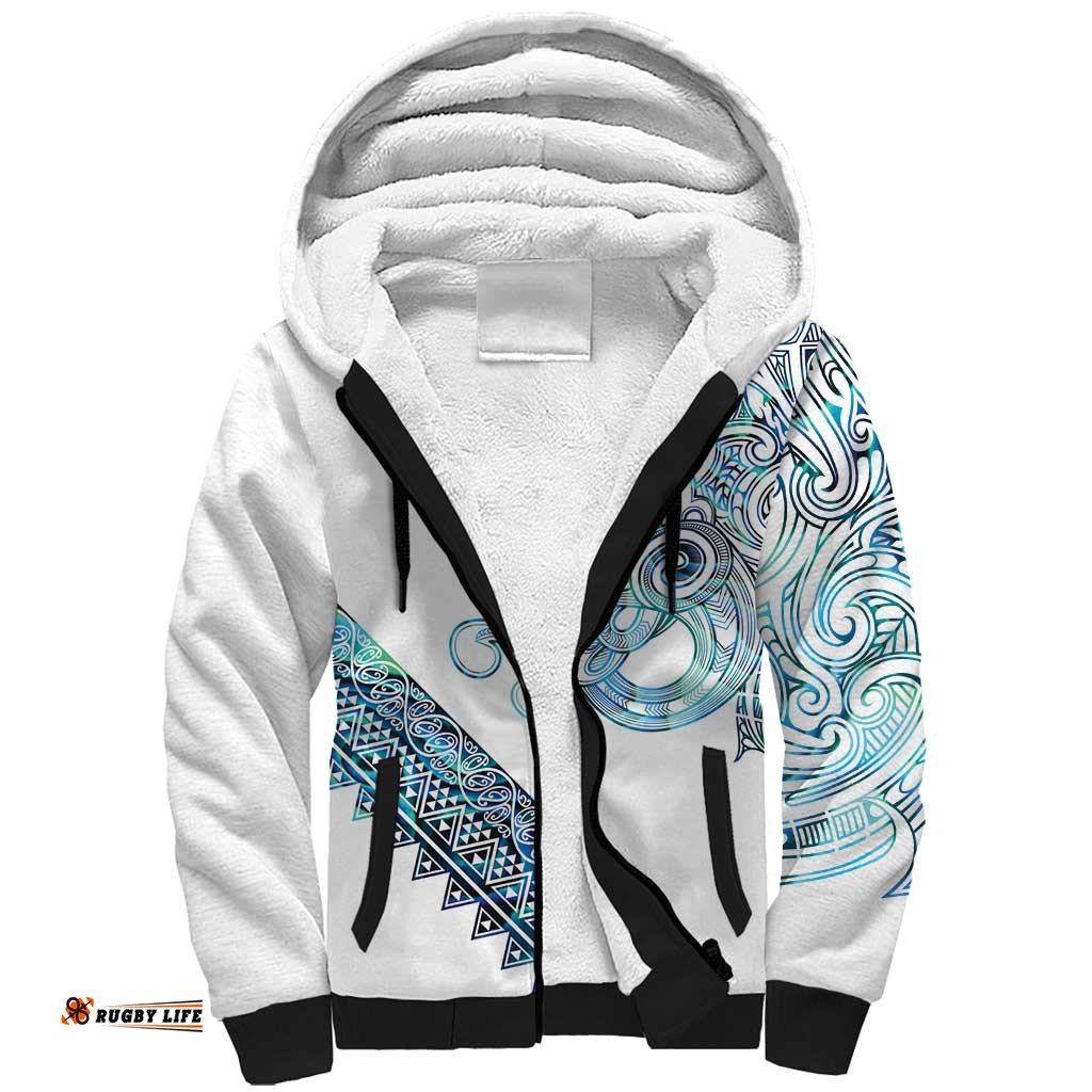 Kahui Whetu Paua shell Kowhaiwhai Taniko Personalised Sherpa Hoodie Taniwha Maori Tribal Style LT9